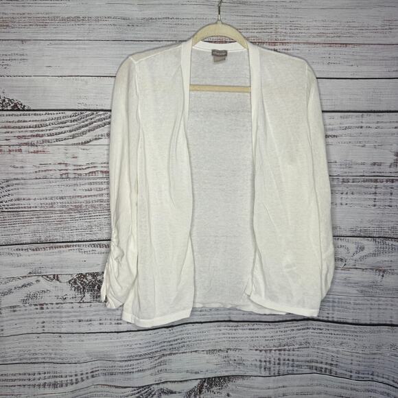 Chico's White Thin Long-sleeve Cardigan Sweater US lg - Picture 1 of 4
